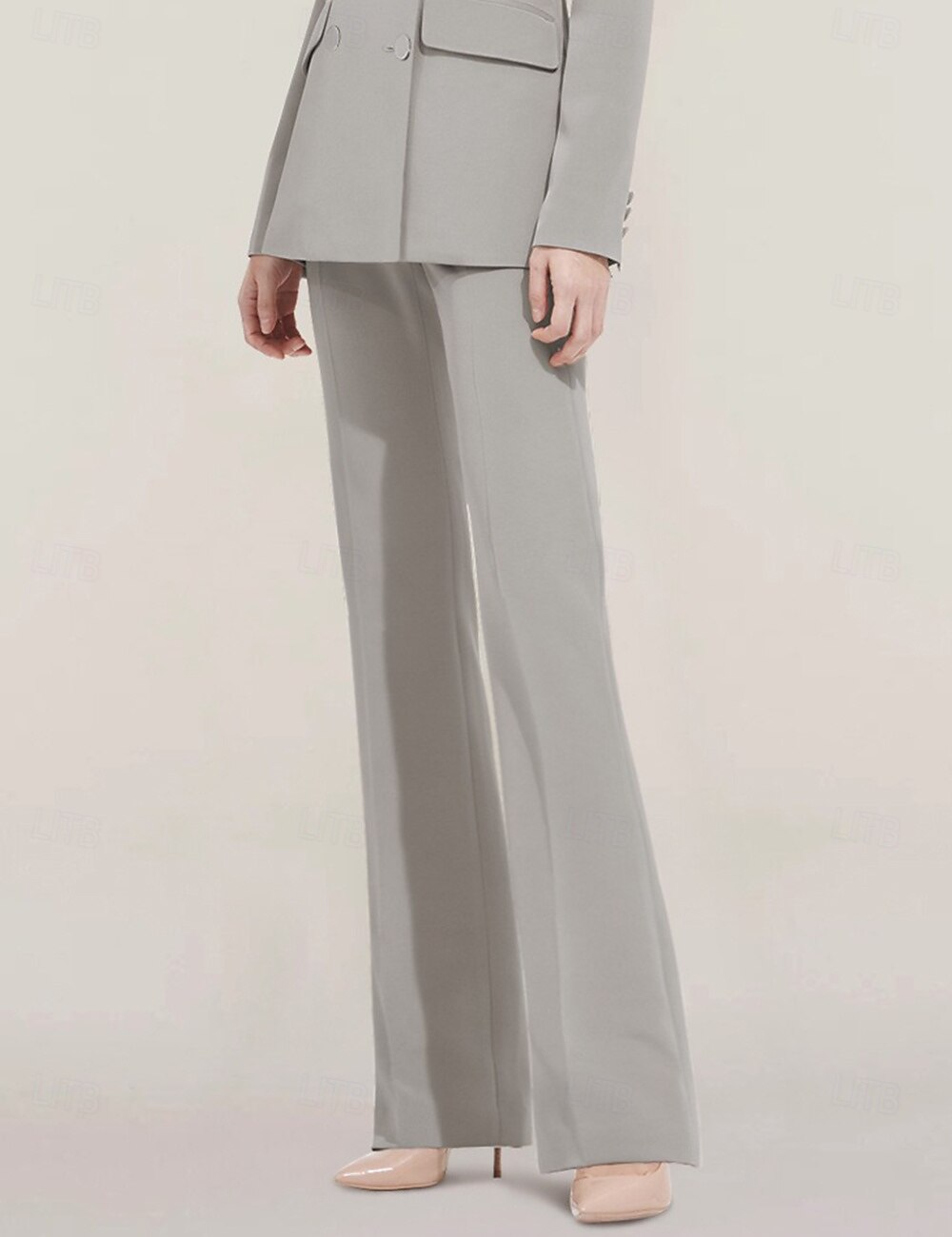 Tuta / Completo Pantalone Abito da cerimonia per signora Formale Ospite di nozze Elegante Colletto a Camicia Lunghezza al pavimento Chiffon Elasticizzato Manica Lunga con Bottoni Tinta unita 2025 del 2025 a $68.99 –P18