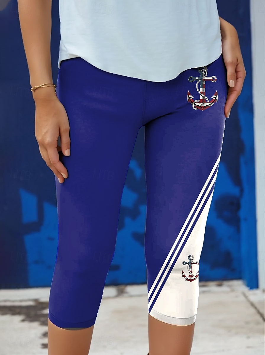 Women's Leggings Vacation Vintage Fashion Capris High Waist Graphic Printing Breathable Soft Stretchy Formal Outdoor Vacation Black Red Blue Green Summer Spring Slim Fit 2025 - $18.99 –P3