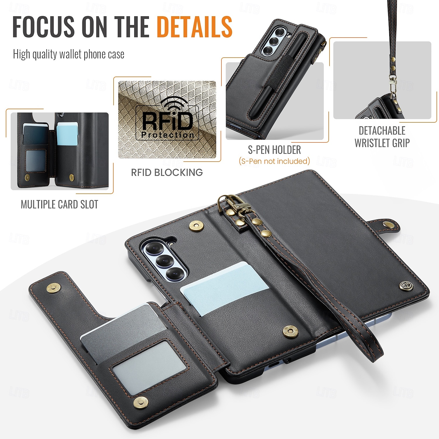 telefono Custodia Per Samsung Galaxy Z Fold 6 Custodia a Flip Cavalletto Resistente agli urti TPU Pelle PU del 2025 a $19.99 –P2
