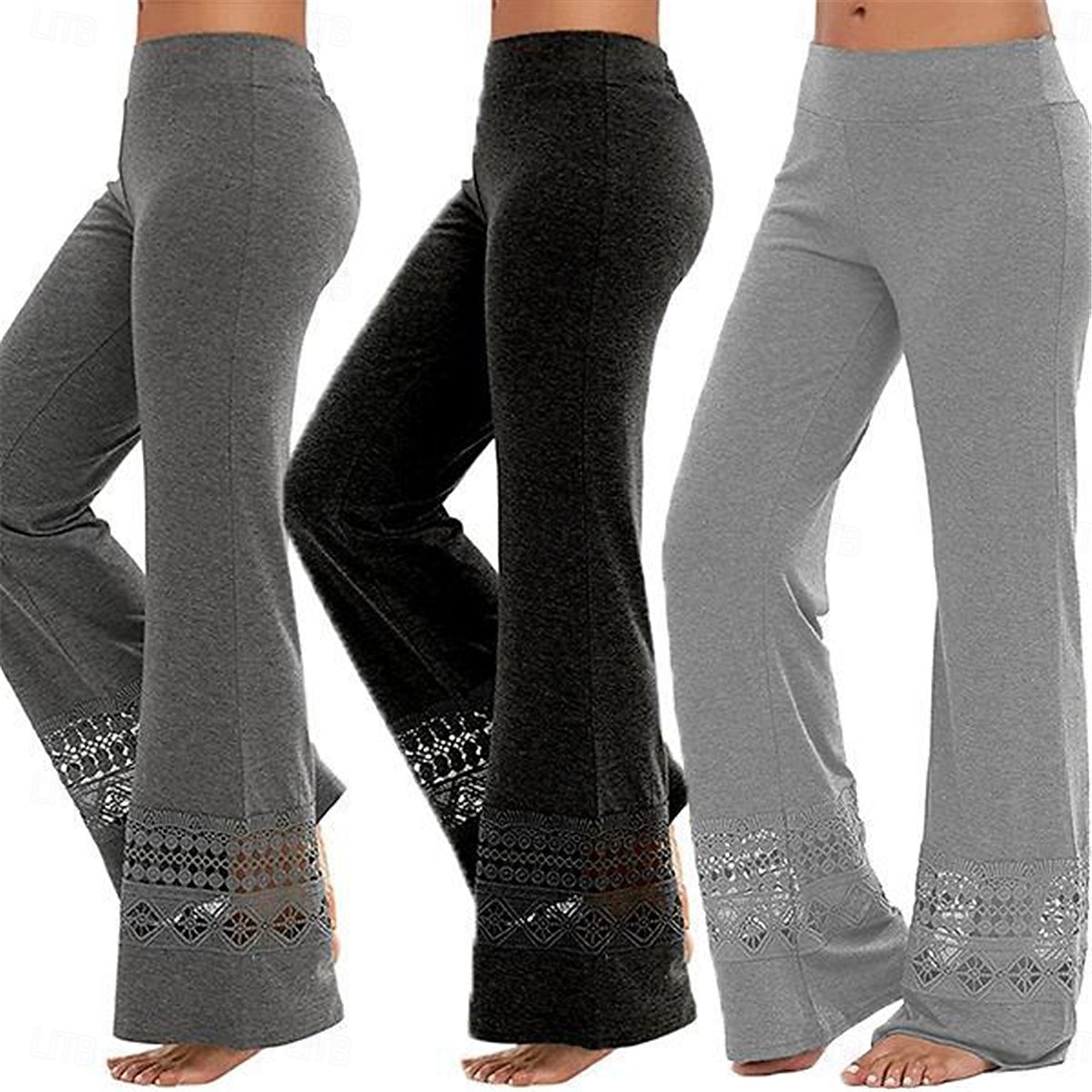 Dam Damasker Mode Streetwear Grundläggande Fullängd Hög midja Slät Bekväm Mjuk Elastisk Utomhus Gata Ljusgrått Mörkgrå Svart Sommar Vår Normal 2025 - $18.99 –P2