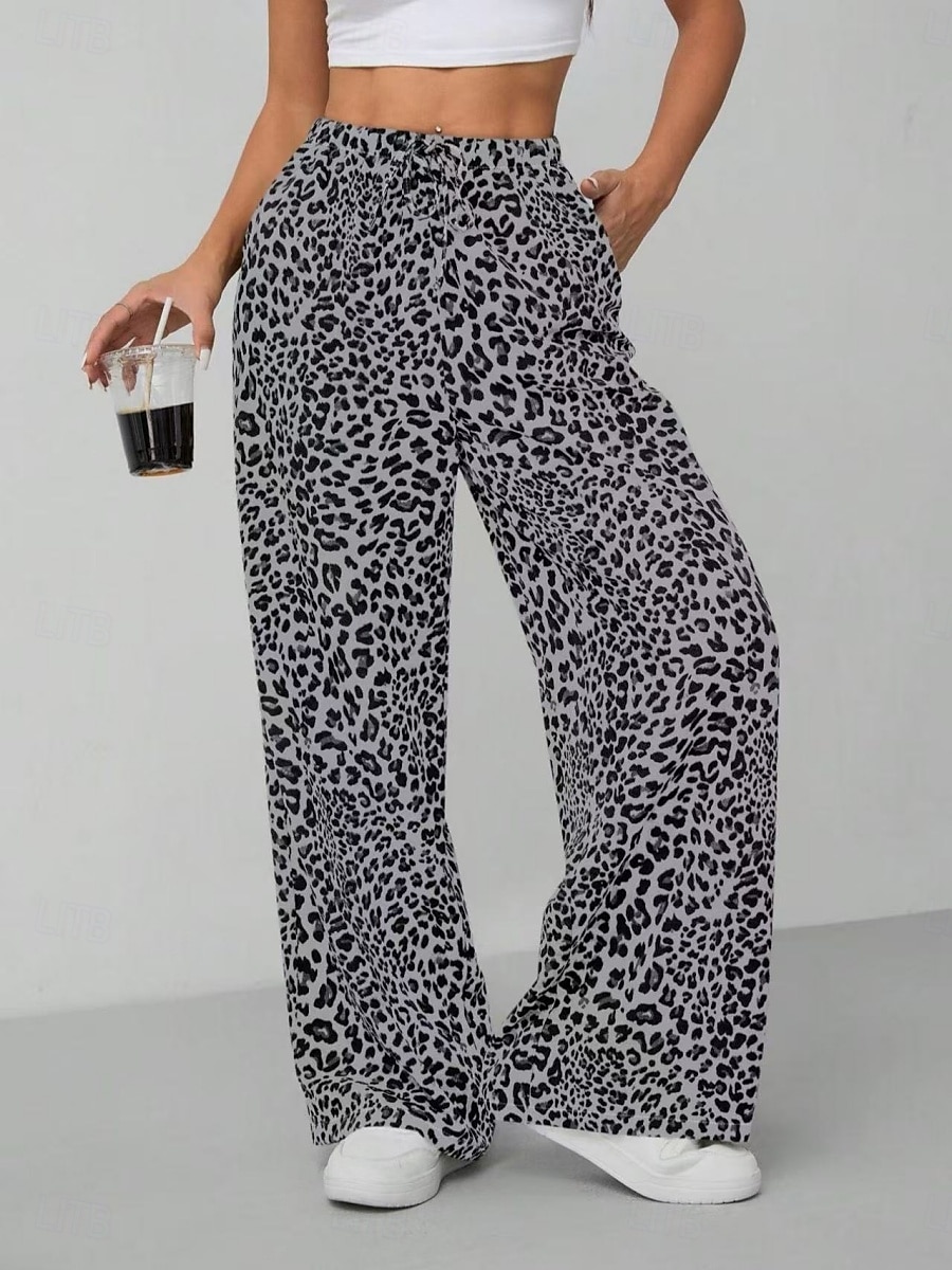Pentru femei Picior Larg chinez Vacanță Epocă Șic Stradă Lungime totală Talie Înaltă Leopard Buzunar Curea elastică Imprimare Confortabil Απαλό Comfortabil Micro-elastic În aer liber Stradă Cais 2025 - $17.99 –P5
