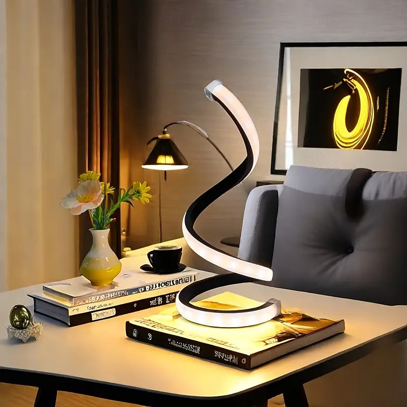 прикроватные лампы, декоративная спиральная настольная лампа, плавная 3-х температурная регулировка яркости usb-светильника для спальни, гостиной, кухни, кабинета, тумбочки, украшения 2026 - $17.49 –P10