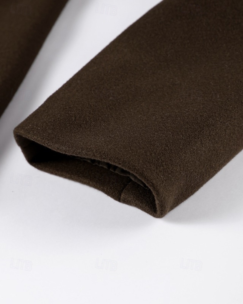 Dam Kappa Håller värmen Bekväm Ficka Knappar Mode Slät Utekväll Helgen Dubbelknäppt Lång Nedvikt Normal Långärmad Ytterkläder Kaffe Höst Vinter 2025 - $47.99 –P6