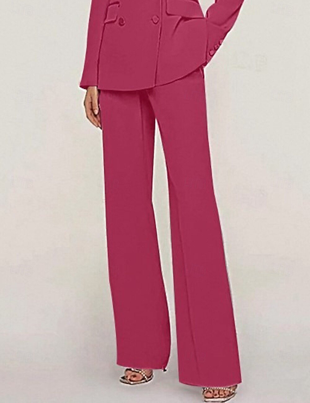 Tuta / Completo Pantalone Abito da cerimonia per signora Formale Ospite di nozze Elegante Colletto a Camicia Lunghezza al pavimento Chiffon Elasticizzato Manica Lunga con Bottoni Tinta unita 2025 del 2025 a $68.99 –P14