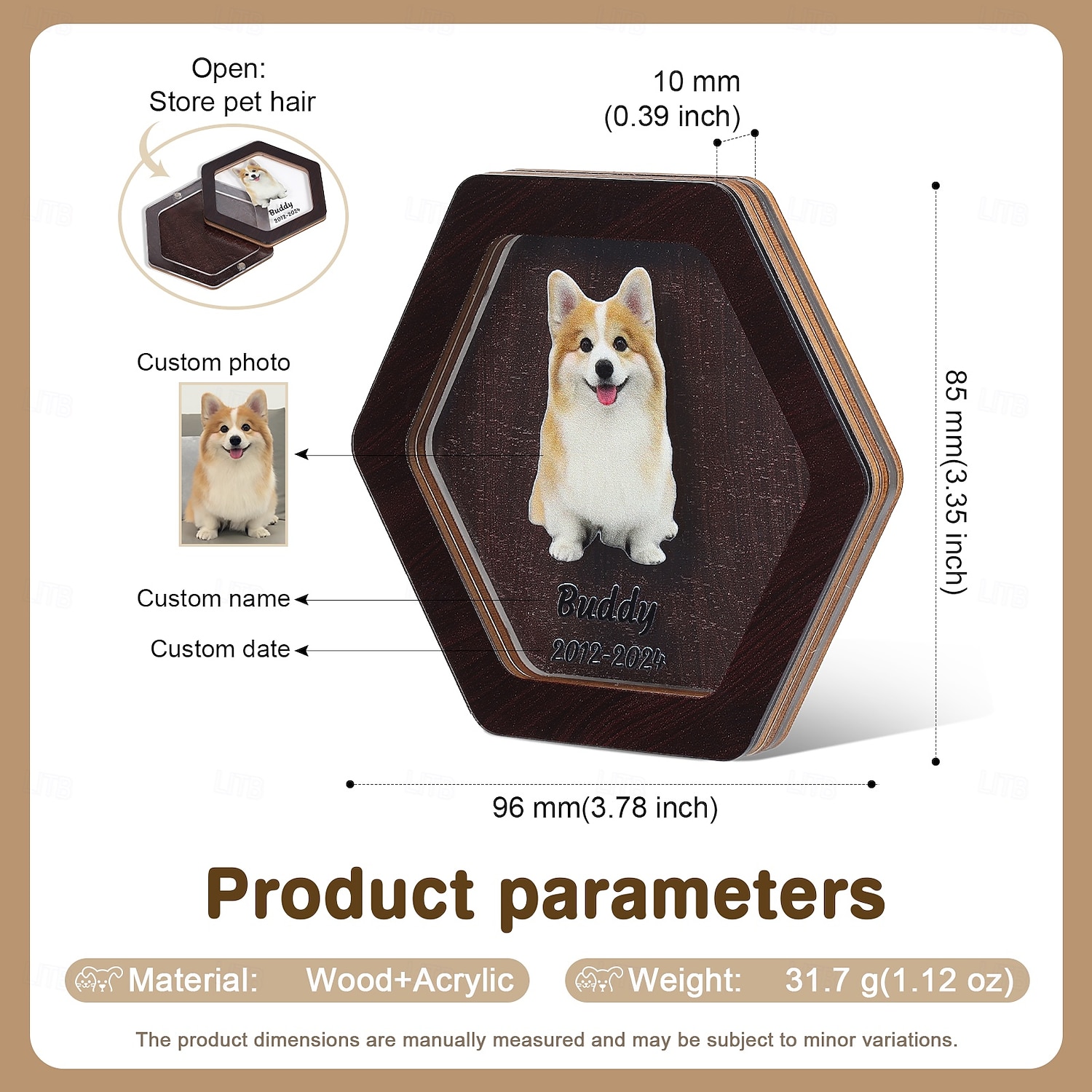 Personalized Pet Hair Memorial Gift, Custom Pet Photo Name, Pet Remembrance Ornament to Hold Fur, Sympathy Gift for Dog Cat Loss, Eternal Memory for Pet Owners 2025 - $22.99 –P4