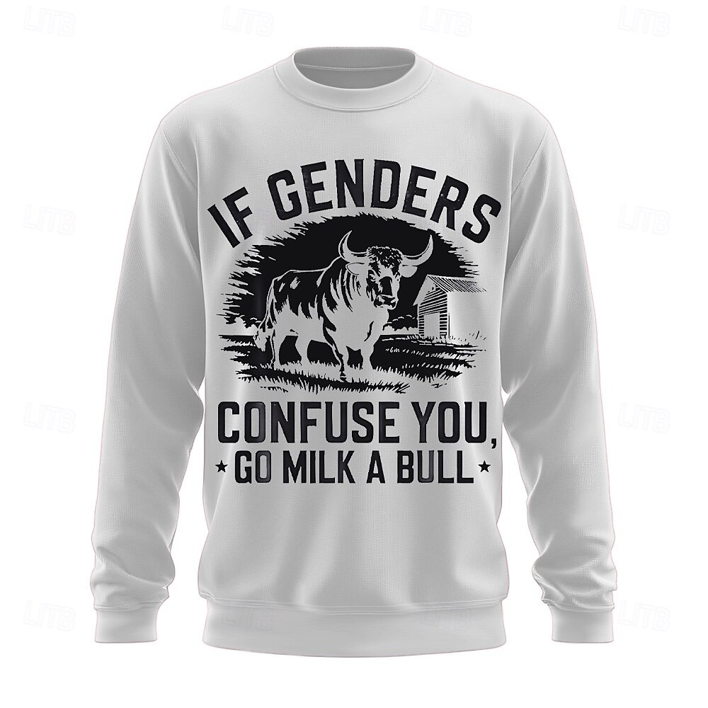 Herre Grafisk Morsom Slang Genser Mote Daglig Langermet Crew-hals Svart Hvit Crewneck 3D Alle årstider Designer 2025 - $26.99 –P5