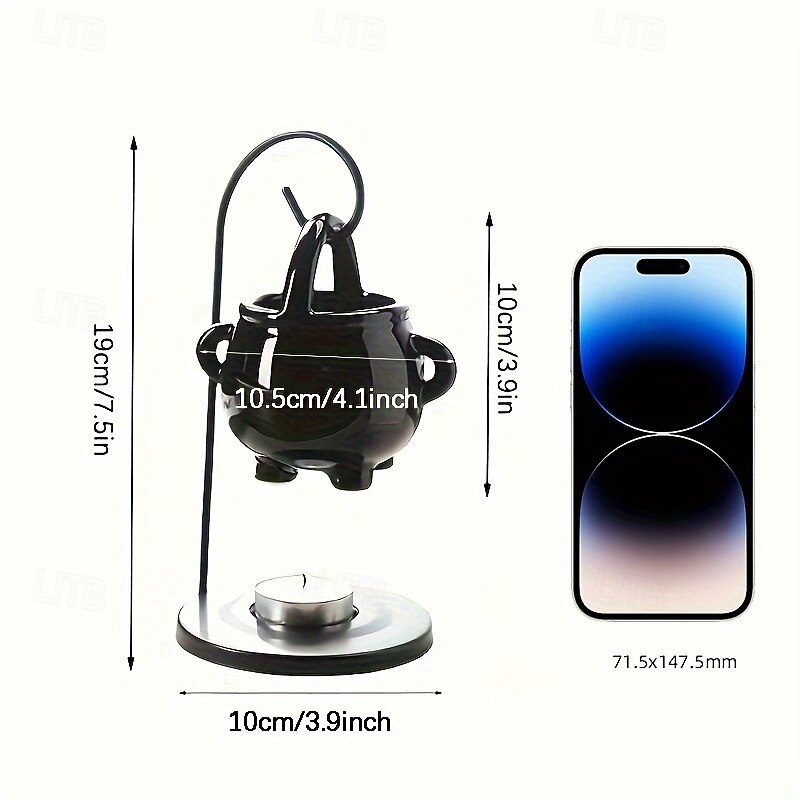 1 ensemble de brûleur à huile de chaudron païen suspendu noir - diffuseur d'arômes chauffe-cire avec poignée pour une décoration intérieure enchanteresse, fondants de cire parfumée essentielle de 2025 ? $23.99 –P7
