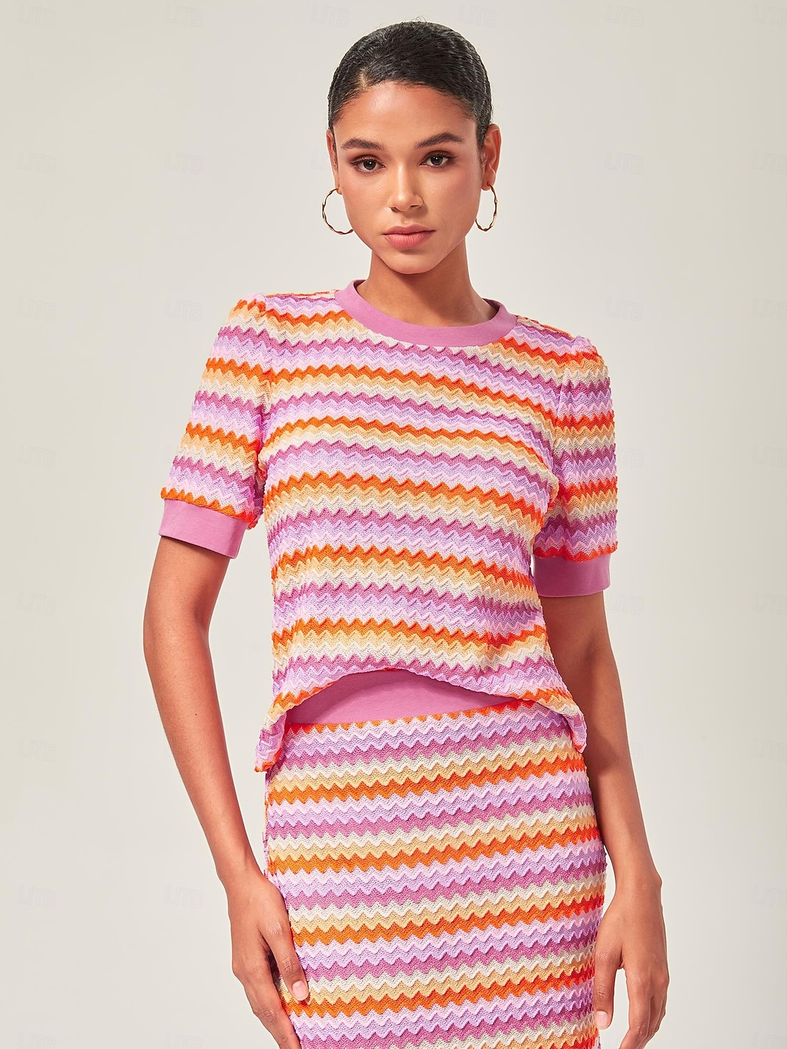 oransje stretch-topp med fargeblokker 2025 - $41.99 –P1