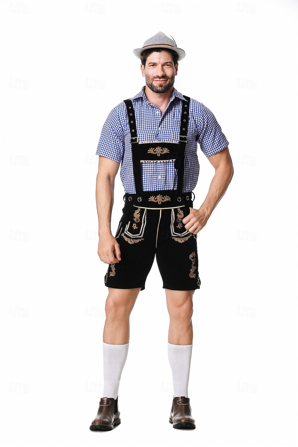 Oktoberfest Lederhosen Camisas Sombrero alpino bávaro Alemán alpino prados Hombre Fiesta Festival de Cerveza Paño de estilo tradicional 2026 - $61.99 –P23