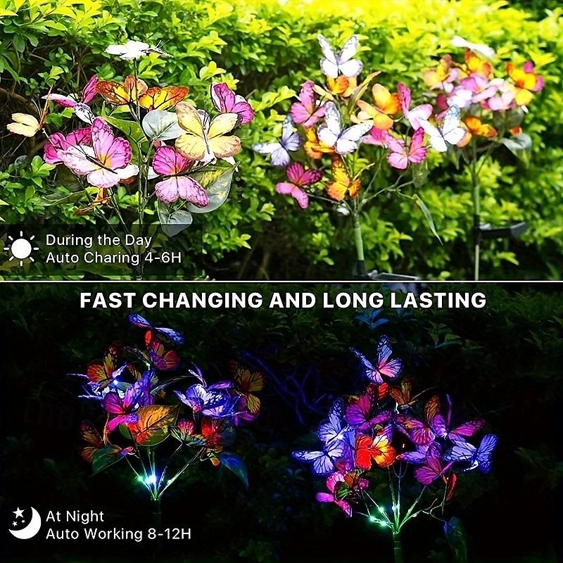 2 Pcs Solar Butterfly Tree Lights Outdoor Waterproof Pathway Lights for Wedding Party Villa Walkway Garden Lawn Camping Party Landscape Decoration 2025 - $26.99 –P4