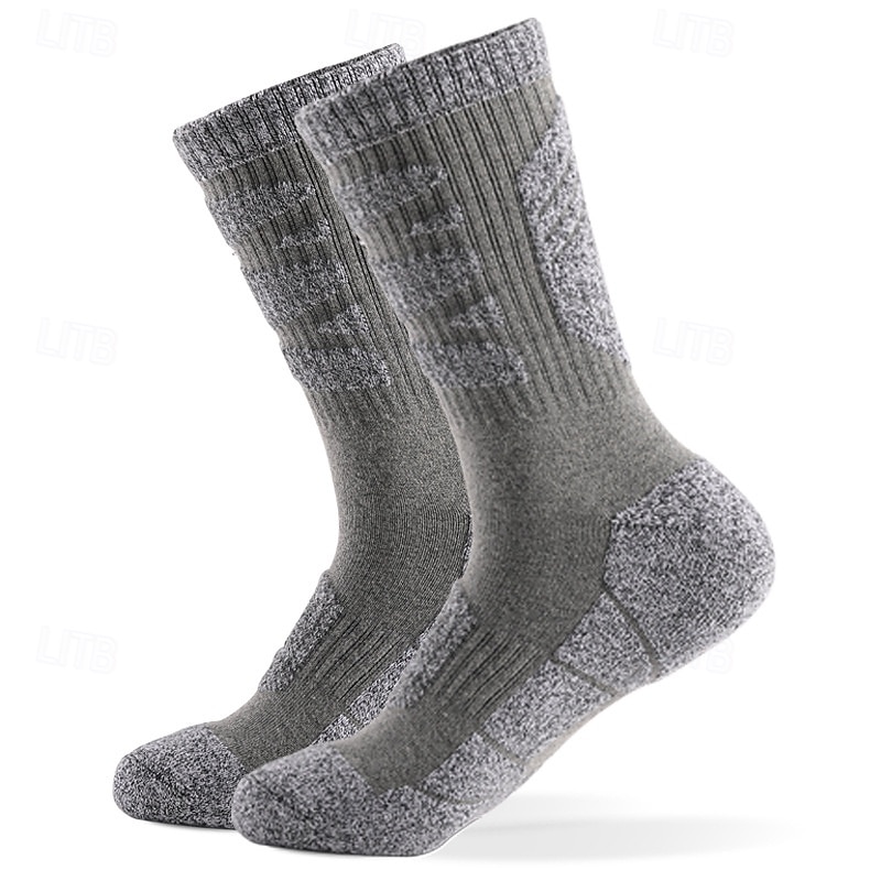 1 Pair Men's Hiking Socks Running Socks Sports Socks Breathable Anti Blister Sweat-Wicking cushioned Winter Outdoor quarter crew Patchwork Cotton Dark Grey Army Green Blue for Running 2026 - $8.99 –P10