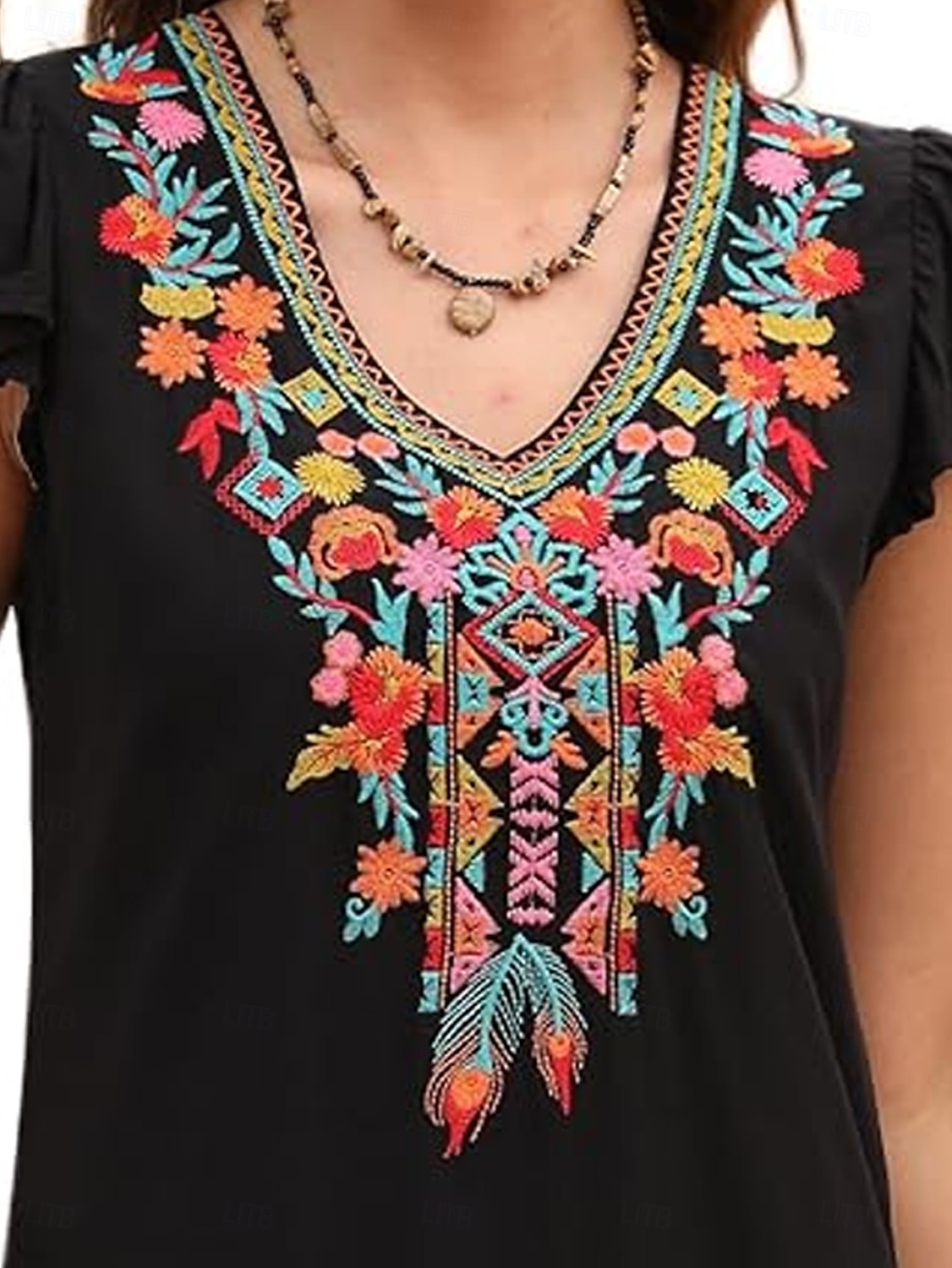 Women's Mini Dress Casual Dress Fashion Modern Elegant Dress Cap Sleeve Wedding Daily Date Regular Fit Floral Embroidery Sleeveless V Neck Black White Orange Summer 2025 - $27.99 –P12