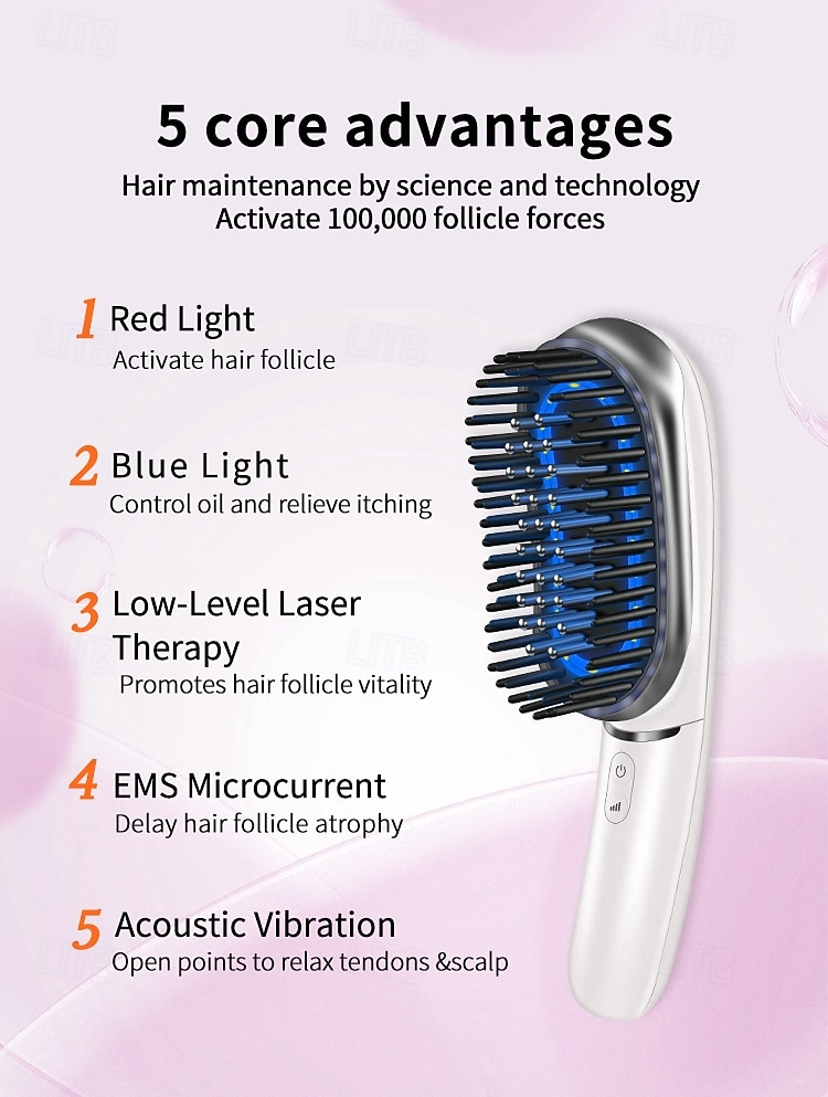 Valentijnsdag Cadeaus Voor Vrouwen Led Blauw Rood Lichttherapie Haarsmassager Borstel Scalp Massage Kam EMS Microcurrent Negatieve Ion Haar Kam 2026 - $88.99 –P3