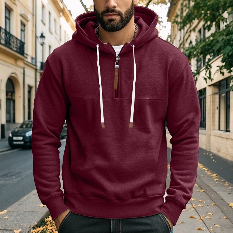 Homens Moletom Moletom Zip Moletom de lã Adamascado Vermelho Vinho Preto Branco Azul Marinha Com Capuz Tecido Zip Up Desportos e Ar livre Casual Diário Roupa de rua Legal Roupa de Esporte Outono de 2025 por $28.99 –P6