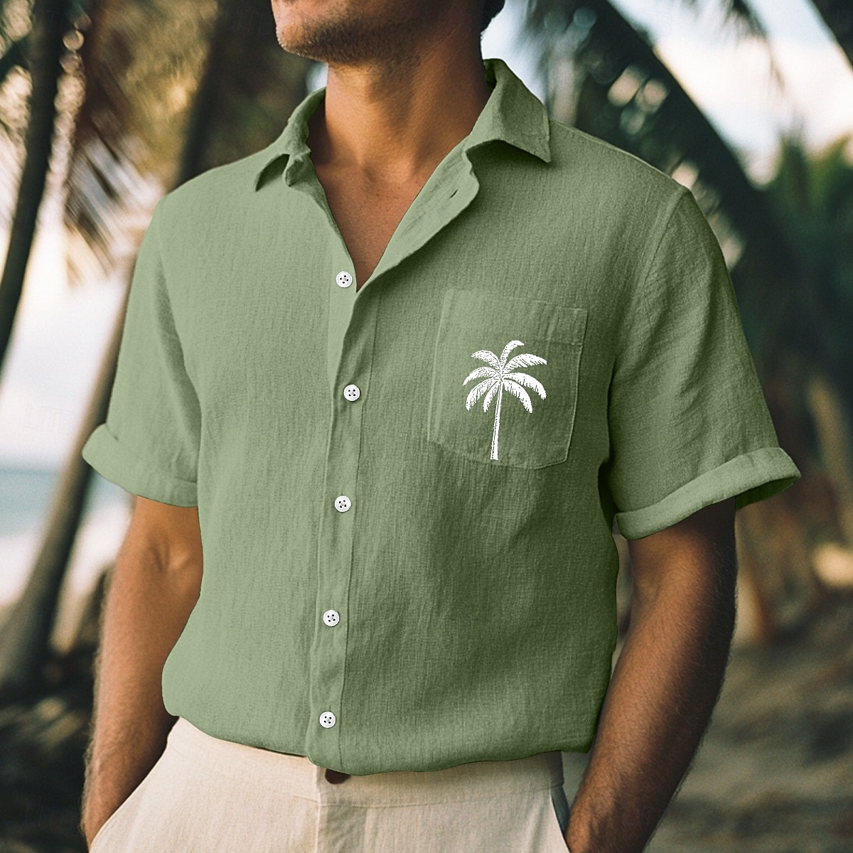 Herren Hemd Leinenhemd Sommerhemd Strandbekleidung Einfach Urlaub Lässig Blau Orange Grün Khaki Kurzarm Revers Sommer Frühling & Sommer Bekleidung Farbblock 2026 - $25.99 –P8