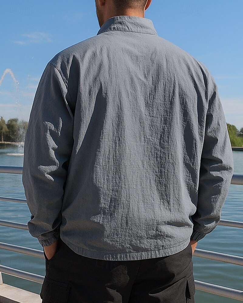 Hombre Color sólido Chaqueta para correr Chaqueta para exteriores Verano Primavera Full Zip Manga Larga Deportivo Protección Solar Ligero Transpirable Tenis Golf Corriendo Gris oscuro Azul Gris Claro 2026 - $20.99 –P2