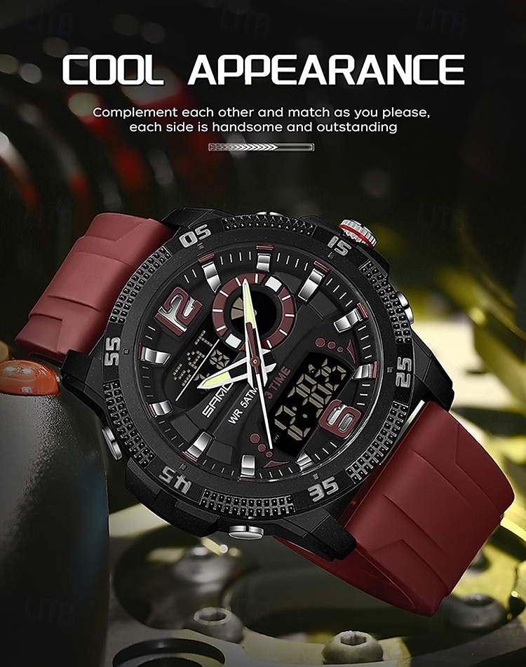 SANDA 3372 Dual Display Men's Watch Chronograph Alarm Clock Sport Multi functional Waterproof LED Electronic Watches 2025 - $26.99 –P4
