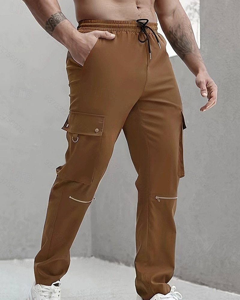Men's Cargo Pants Trousers Drawstring Elastic Waist Multi Pocket Plain Wearable Outdoor Daily Camping & Hiking Fashion Classic Black Brown 2025 - $20.99 –P11