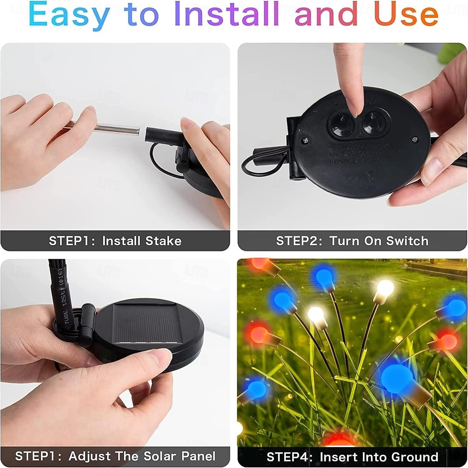 2 шт. патриотичных 12 головок солнечных светильников с огнями светлячков водонепроницаемых для Дня независимости 4 июля 250-й юбилей День памяти сад газон дорожка вечеринки патриотическая атмосфера 2026 - $26.99 –P13