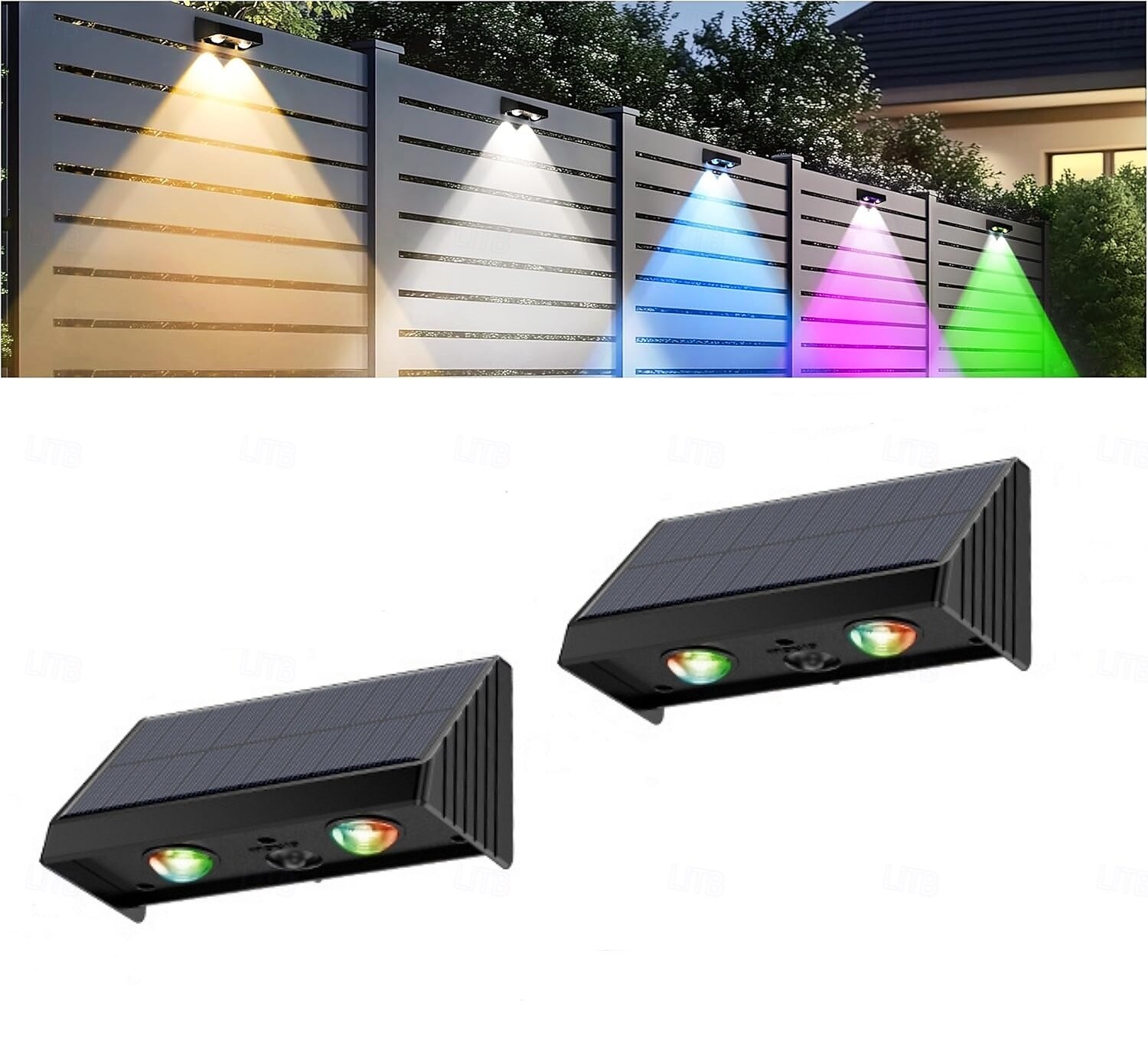 солнечные фонари для ограждений настенные светильники теплый белый и RGB режим циклического освещения. водонепроницаемые солнечные фонари для двора подходят для перил задних дворов ступеней террас 2025 - $28.99 –P2
