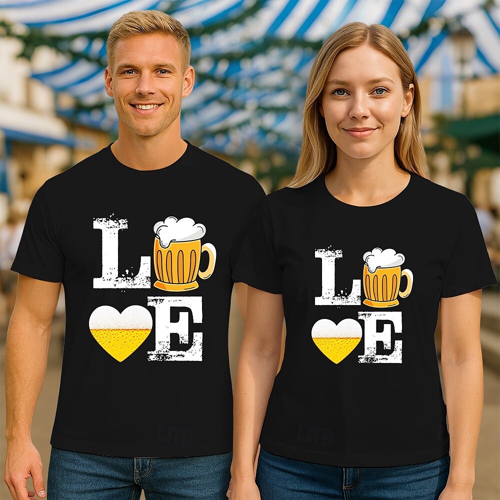 Oktoberfest Jeleń Niedźwiedź Koszulkowy Koszulka Lederhosen Match bawarski Monachium Niemiecki Graficzny Na Dla par Męskie Damskie Dla dorosłych Karnawał Piwo Oktoberfest Tłoczenie na gorąco Impreza 2025 - $17.49 –P1