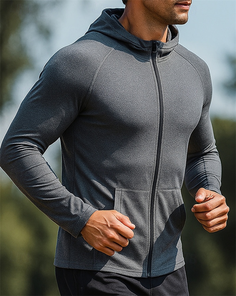 Homens Cor Sólida Jaqueta de Corrida Jaqueta Outdoor Verão Primavera Zip Completo Manga Longa Atlético Secagem Rápida Leve Respirável Tênis Golfe Corrida Azul Cinzento Escuro Vermelho Vinho Roupa de de 2026 por $31.99 –P2