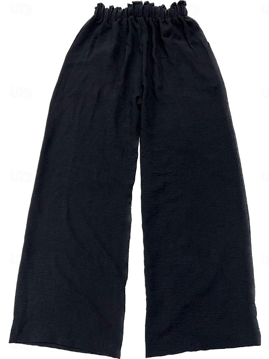 Per donna Gamba larga Chinos Moda Essenziale Casual Lungo Vita Alta Semplice Tasca Fascia Elastica Comodo Morbido Confortevole Micro-elastico All'aperto Streetwear Nero Rosa Cachi Verde militare del 2025 a $22.99 –P8