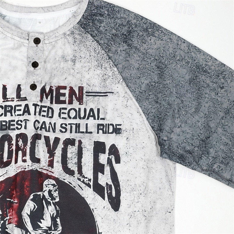 Herr T-shirt Henleytröja Grafiska tryck Motorcyklar Henley Gul Blå Kaki Grå Utomhus Ledigt Långärmad Button-Down Mönster Kläder Stylish Lättvikt Vintage Andningsfunktion 2025 - $22.99 –P8