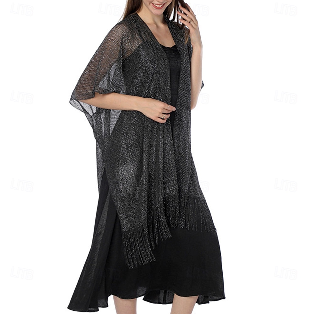 Capa Elegante de Proteção Solar para Mulheres com Mangas Curtas em Seda Imitada com Cor Pura para Casamento de Verão de 2025 por $20.99 –P9