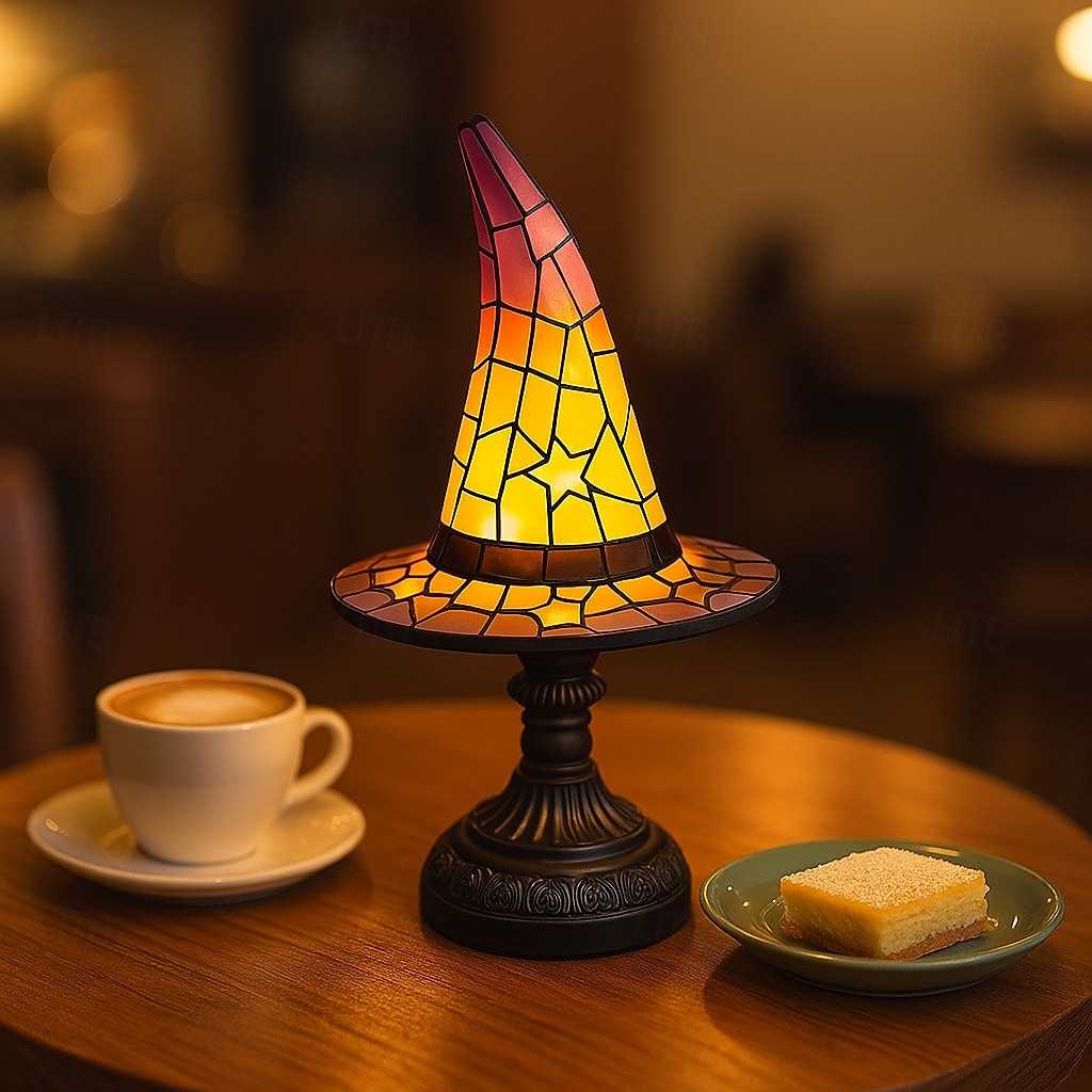 1 шт. ретро смоляная шляпа ведьмы светильник уникальный ночной светильник для спальни прикроватный светильник атмосфера праздника Хэллоуин декоративный светильник usb-разъем 2026 - $33.99 –P12