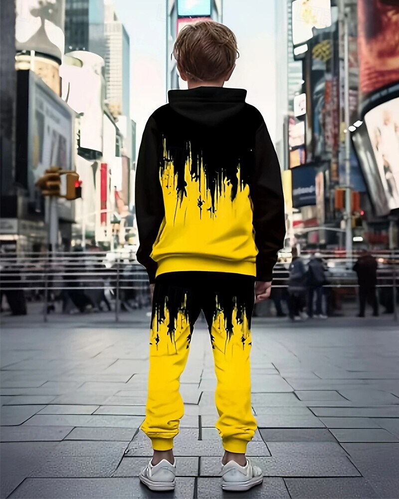 Jongens 3D Grafisch Set met capuchon en joggingbroek Sportoutfit Trainingspakken Lange mouw Lente Herfst Dagelijks Basic Casual Kinderen 4-12 jaar Capuchon Buiten Vakantie Sport Getailleerd 2025 - $26.99 –P2