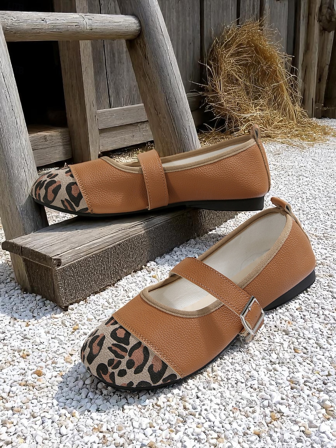 Dámské boty Mary Jane s leopardím potiskem a nastavitelným páskem, pohodlná ležérní barefoot obuv pro venkovní i každodenní nošení 2025 - $19.99 –P1