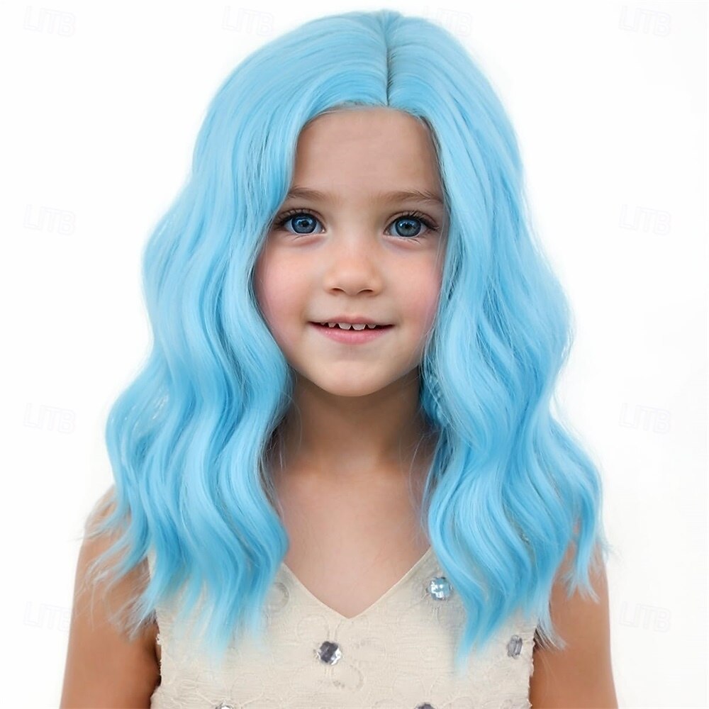 Dětská duhová paruka krátká vlnitá barevná paruka vícebarevná paruky dívčí syntetické cosplay halloweenské kostýmní paruky 2025 - $24.99 –P7