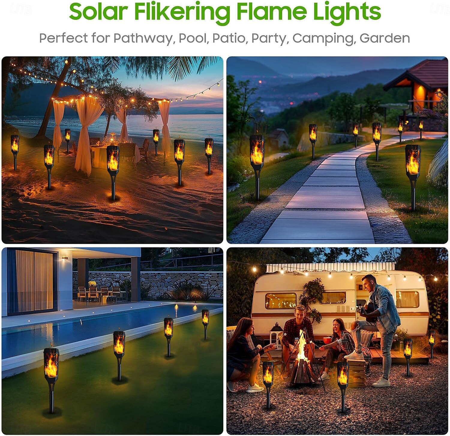 8 Pcs Outdoor Waterproof Solar Flashing Flames Plug in Lights Sensor Lights Garden Courtyard Lawn Path Christmas Halloween Festival Atmosphere Decorative Lights Landscape Lights 2025 - $81.99 –P4