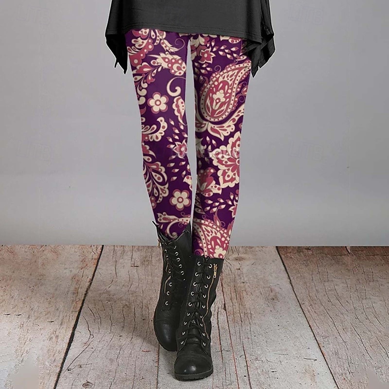 Жен. Брюки Леггинсы Уютные леггинсы Уличный стиль На каждый день Полная длина Средняя талия Цветы Эластичная талия С принтом удобный На открытом воздухе Удобный на открытом воздухе Отпуск выходные 2025 - $17.99 –P7
