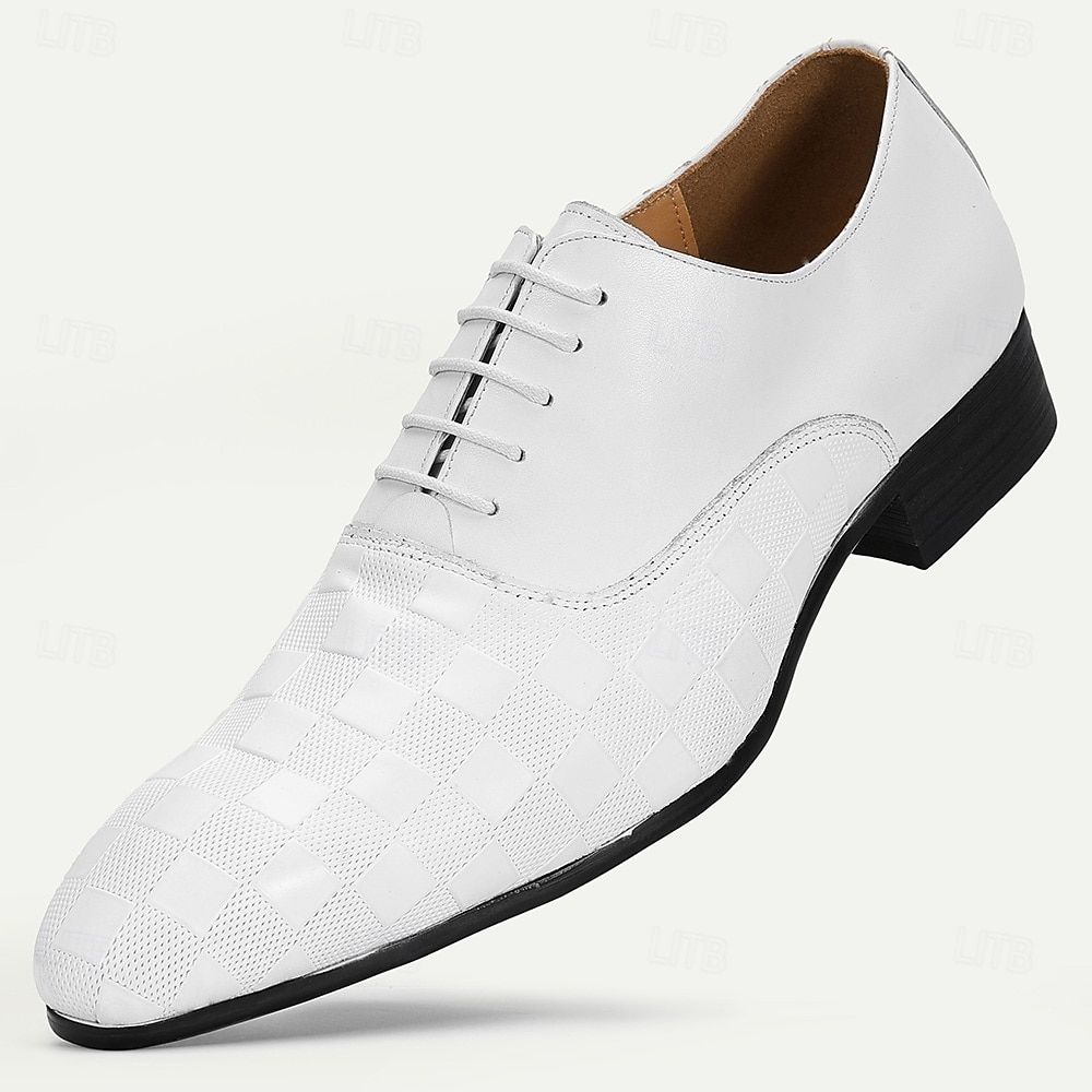 Witte premium runderleren veterschoenen voor heren met elegant design – formeel schoeisel voor zakelijke bijeenkomsten, kantoorkleding en speciale gelegenheden 2026 - $109.99 –P1