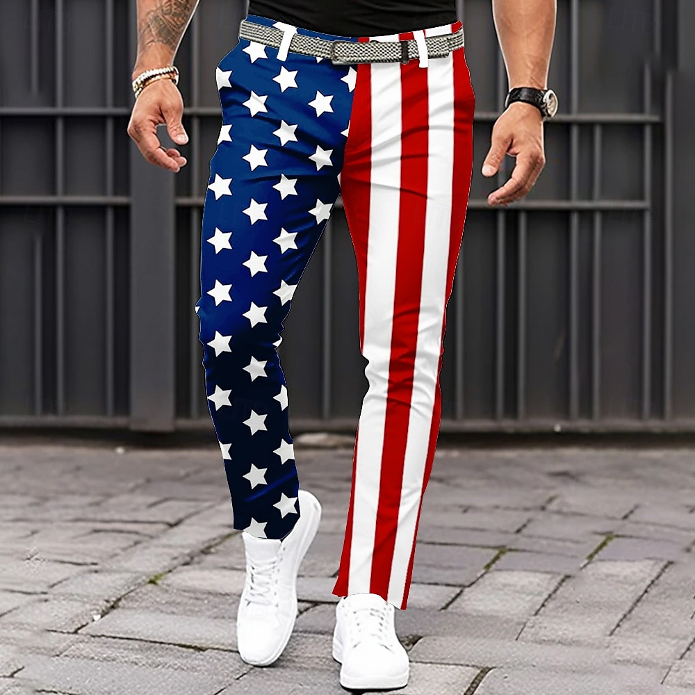 Homens American US Flag Patriótico Social Calças Calça casual Cintura Média Clássico Casual Feriado Calças Slim Fit com Bolsos Primavera Outono Impressão 3D Branco Azul de 2025 por $29.99 –P1