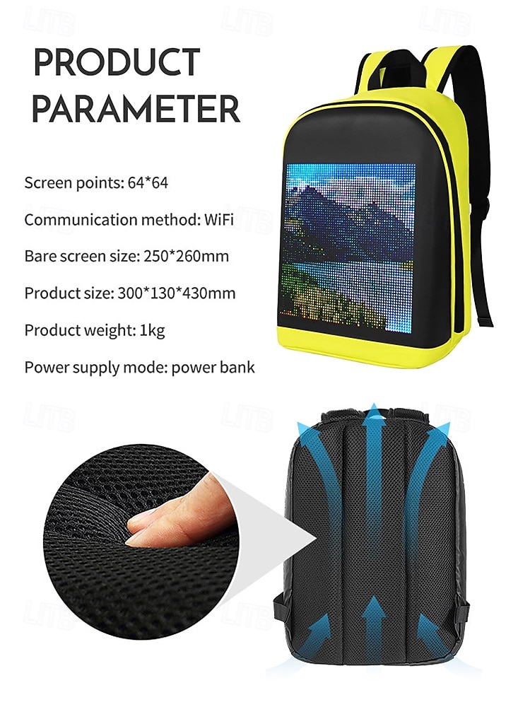 Tiener Jongens  Studenten LED Display Rugzak met App Controle Waterdichte Techwear Laptop Rugzak voor Reizen Spelletjes Pendelen 2026 - $99.99 –P8