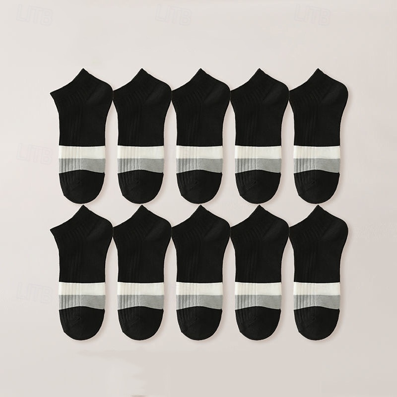 Men's 10 Pairs Multi Packs Socks Crew Socks Running Socks Casual Socks Black White Color Color Block Vacation Sports & Outdoor Daily Basic Medium Spring Fall Fashion Casual 2025 - $6.49 –P5