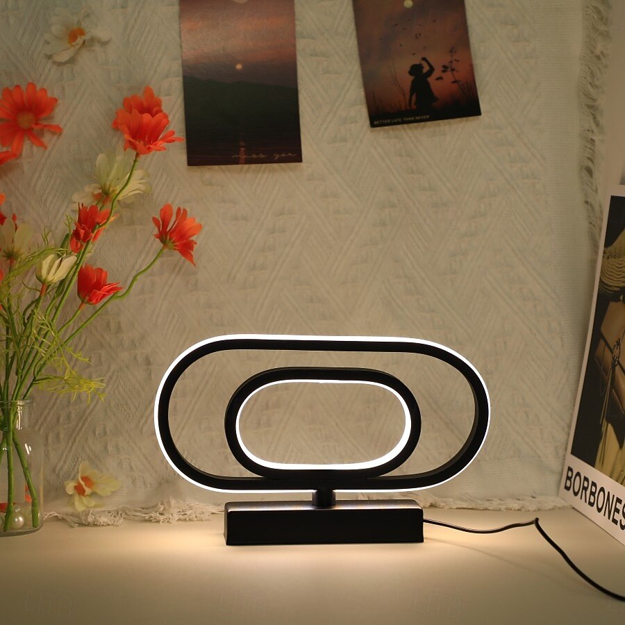 Usb Plug-In Table Lamp Oval Acrylic Lamp Touch Control Dimmable Modern Simple Creative Night Lamp Bedside Reading Lamp Desk Table Led 2025 - $17.49 –P2