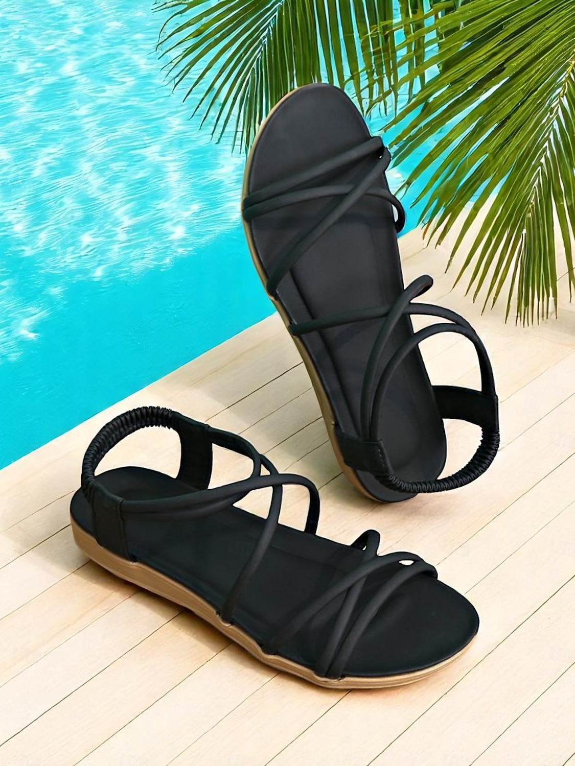 Sandales plates beiges à brides élastiques pour femmes – Chaussures de plage légères et minimalistes pour les vacances d'été, les tenues de villégiature et les tenues décontractées du quotidien de 2025 ? $19.99 –P3