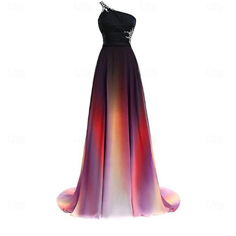 Linea ad A Abito da Sera Elegante Vestito Formale Matrimonio Lunghezza al pavimento Senza Maniche Monospalla Chiffon con Pieghe 2025 del 2025 a $119.99 –P5