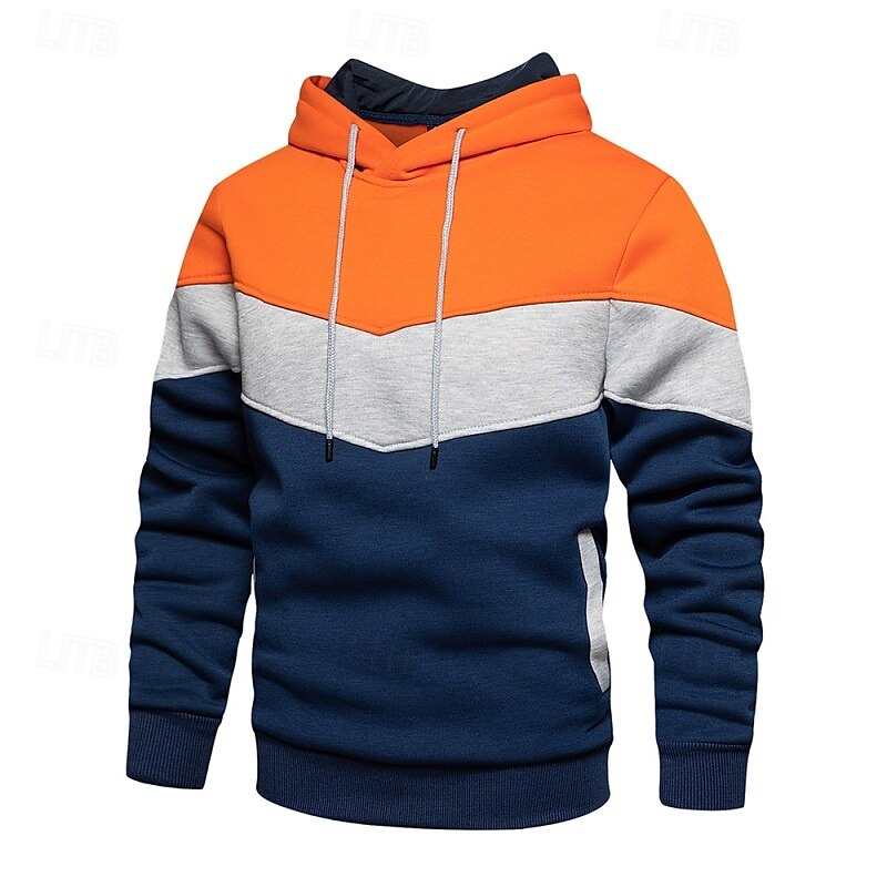 Men's Hoodie Pullover Hoodie Sweatshirt Light Yellow Wine Red Denim Blue Black White Hooded Color Block Front Pocket Sports & Outdoor Casual Daily Streetwear Cool Sportswear Fall & Winter Clothing 2025 - $27.99 –P5