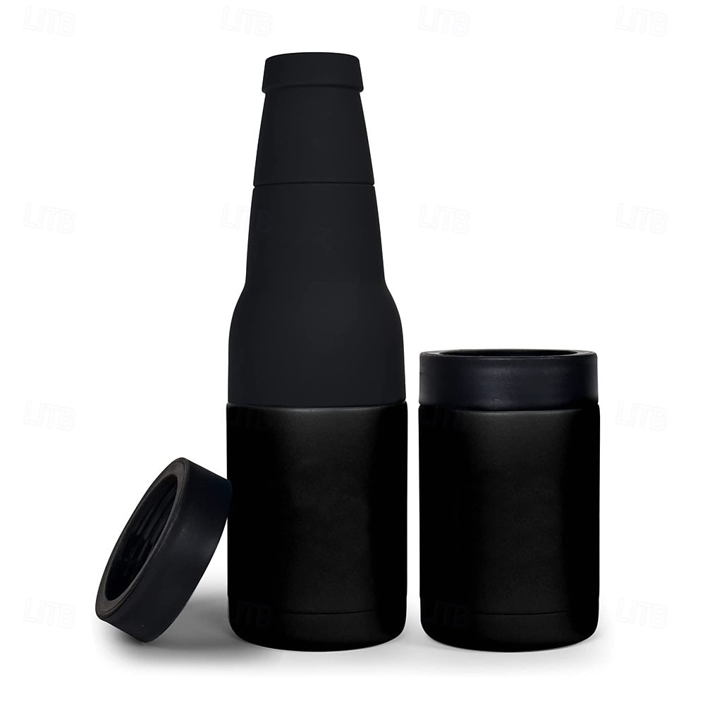 ψυγείο μπουκαλιών και κουτιών μπύρας, θήκη μπύρας από ανοξείδωτο ατσάλι με μόνωση κενού με ανοιχτήρι, ταιριάζει σε λεπτά κουτιά και μπουκάλια, ψυγείο ποτών με διπλό τοίχωμα για άνδρες, μαύρο μεσάνυχτα 2025 - $20.99 –P2