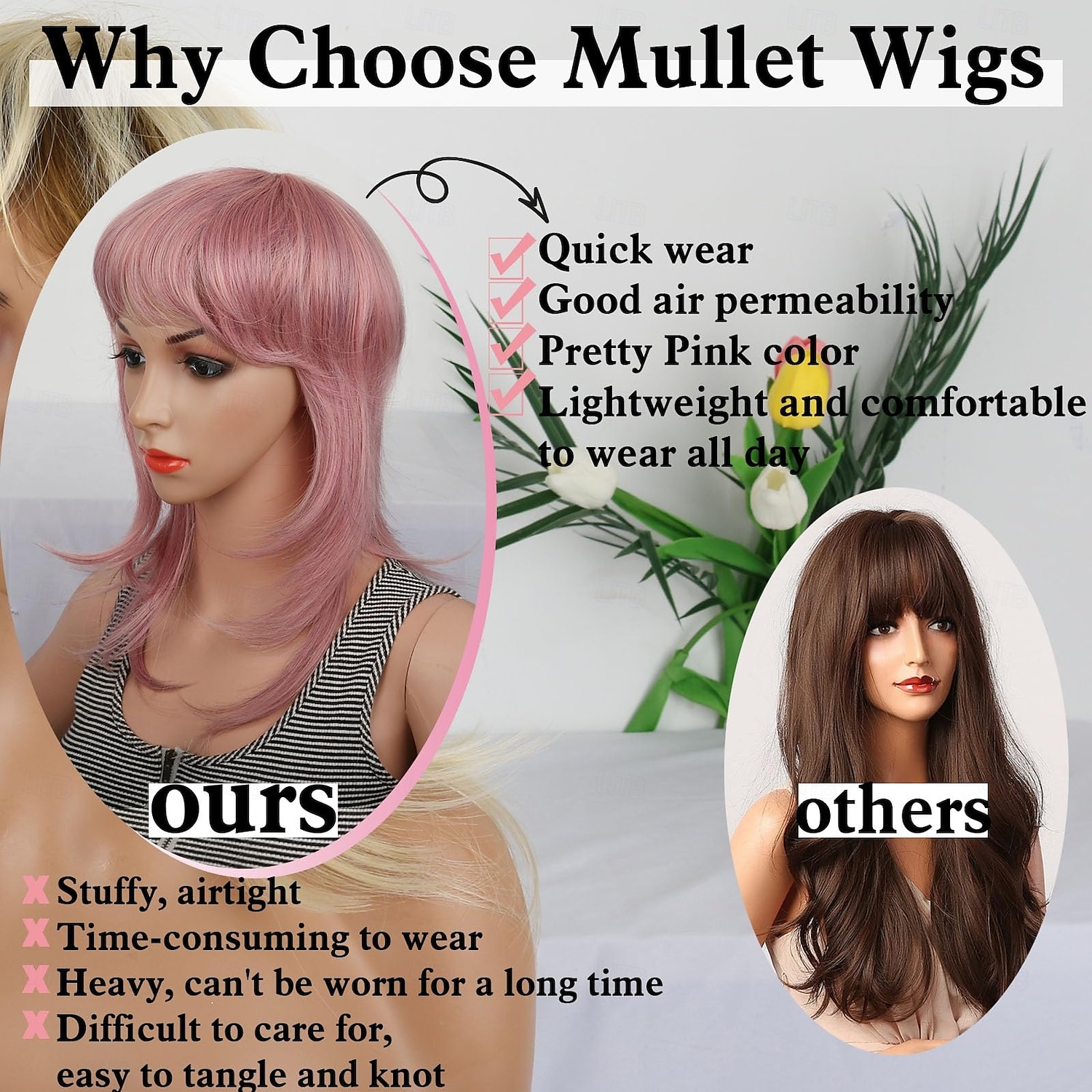 Mullet Wigs for Black Women Straight Wolf Cut Wig Mullet Wig Layered Mullet Wigs with Bangs Soft Synthetic Shag 80s 90s Mullet Wigs for Women Rocker Cosplay Wig Halloween Wigs 2026 - $24.99 –P5