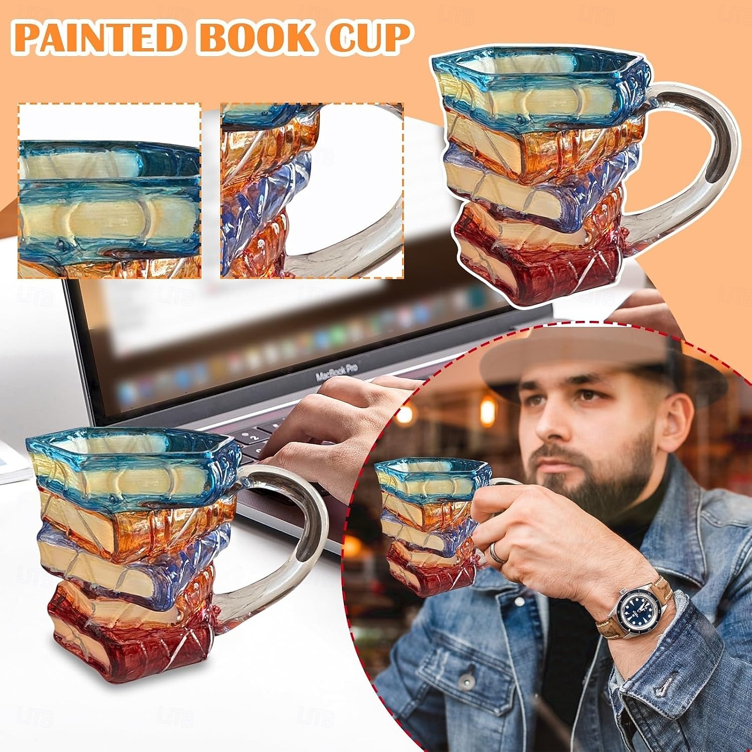 cană cu carte pictată, căni de cafea inedite pentru iubitorii de cărți, cadouri pentru femei, căni de cafea unice, 11 oz, pahare drăguțe și amuzante, cu tematică literară, viermi de cărți, cititori, 2025 - $23.99 –P5