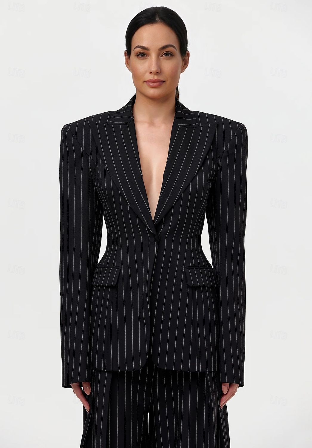 Women's Strip Suits Two Piece Mother of the Bride Wedding Pant suits  Elegant Vintage Shirt Collar Floor Length Polyester Long Sleeve 2025 - $159.99 –P1