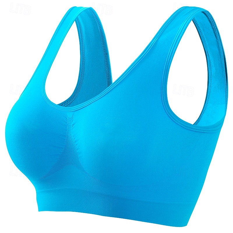Damen Yoga-BH Pilates-BH Sport-BH BH-Top Push-Up Hosen nahtlos Antivibration Bürgellos Einfarbig Sport Sportkleidung Hellblau Dunkelviolett Fitnessstudio Zumba Laufen 2026 - $7.99 –P13