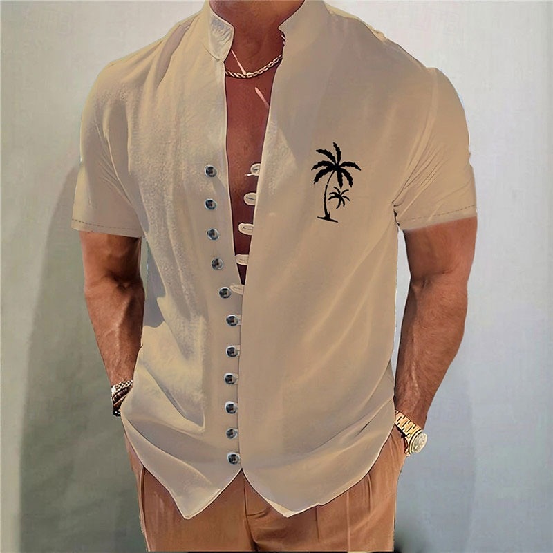 Herren Kokospalme Grafikdrucke Hemd Sommer Hawaiihemd Alohahemd Kurzarm Mode Streetwear Designer Outdoor Urlaub Straße Sommer Frühling Stehkragen Druck Weiß Blau Khaki Grau 2026 - $25.99 –P3