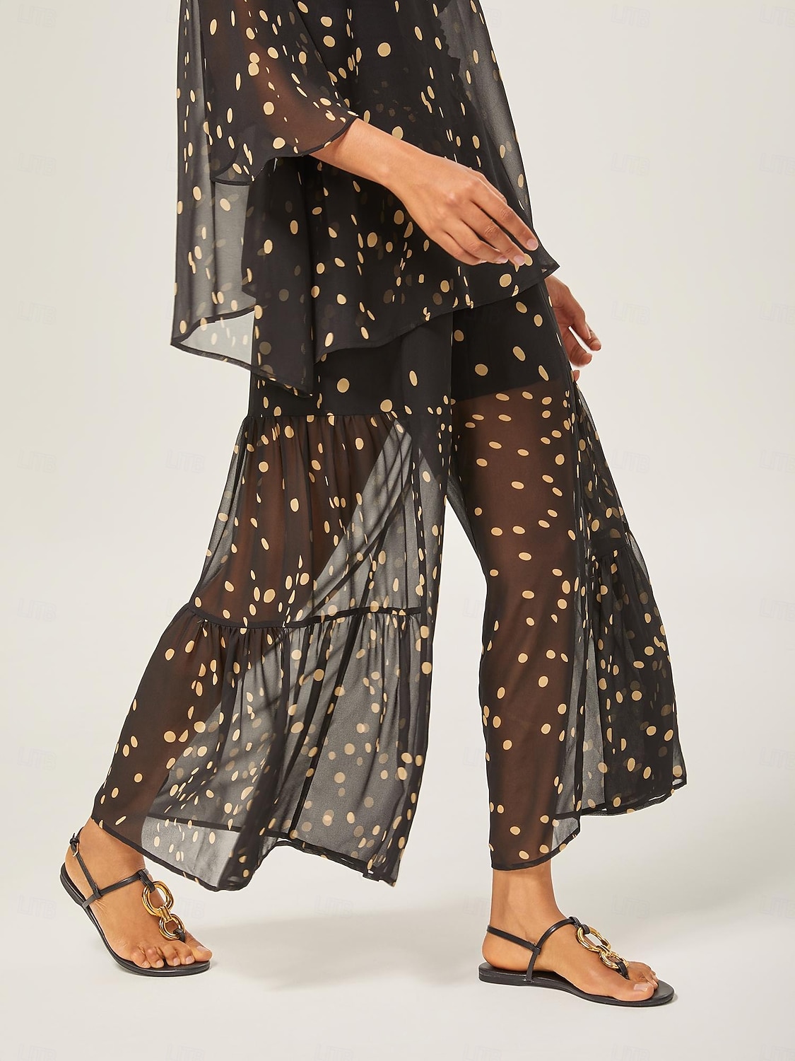Per donna Femminile Camicia casual A Pois Casuale Manica del polsino svasato Nero annodata Elegante Bohemien Vacanza Collo Alto Estate Primavera Autunno del 2025 a $52.99 –P10